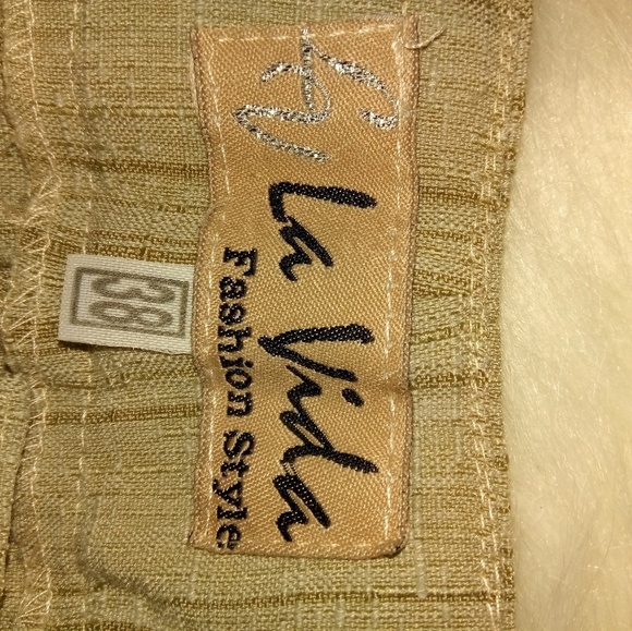 La Vida 2 26x32 Linen Beige Wide Stripe Pants - Picture 2 of 3